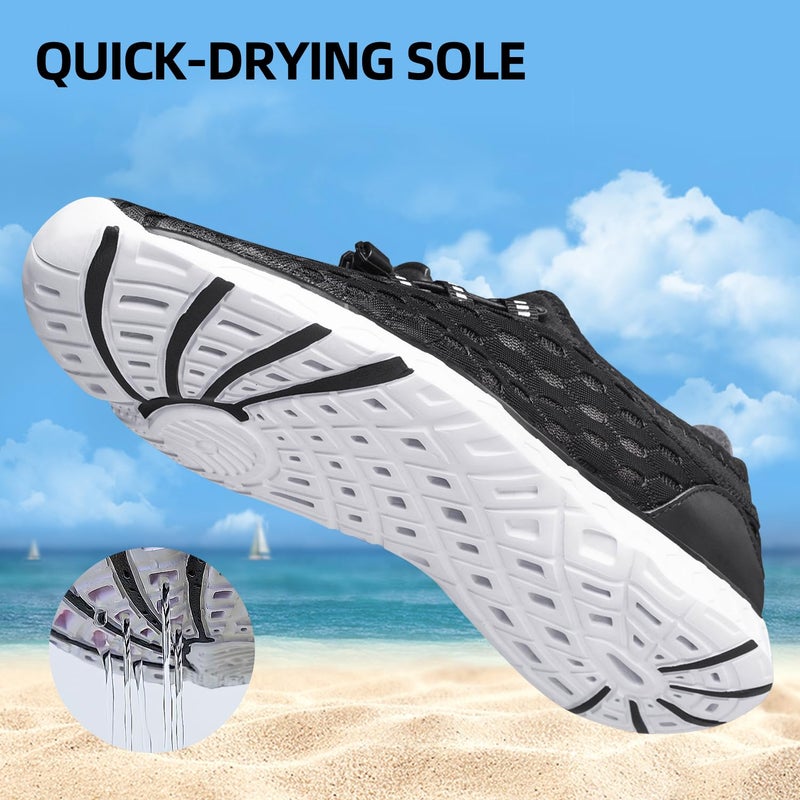 DOUSSPRT Women's Water Shoes Quick Drying Sports Aqua Shoes Blackwhite Size 8.5 - Image 2